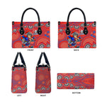 Newcastle Knights Leather Bag Aboriginal Dot Pattern - Rugby Mascot Heritage Pride