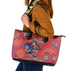 Newcastle Knights Leather Tote Bag Aboriginal Dot Pattern - Rugby Mascot Heritage Pride