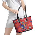 Newcastle Knights Leather Tote Bag Aboriginal Dot Pattern - Rugby Mascot Heritage Pride