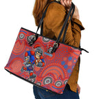 Newcastle Knights Leather Tote Bag Aboriginal Dot Pattern - Rugby Mascot Heritage Pride