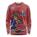 Newcastle Knights Long Sleeve Shirt Aboriginal Dot Pattern - Rugby Mascot Heritage Pride