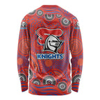 Newcastle Knights Long Sleeve Shirt Aboriginal Dot Pattern - Rugby Mascot Heritage Pride