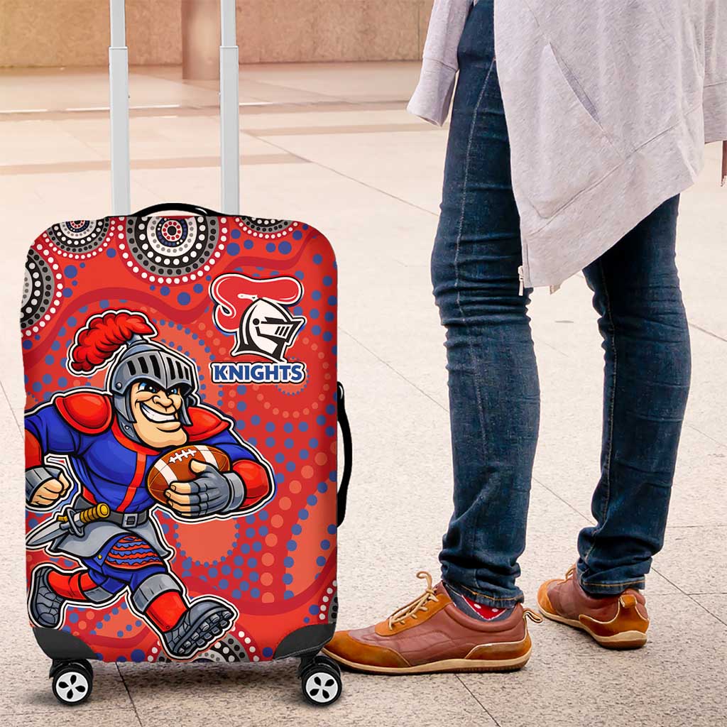 Newcastle Knights Luggage Cover Aboriginal Dot Pattern - Rugby Mascot Heritage Pride