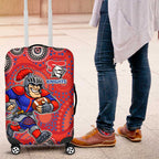 Newcastle Knights Luggage Cover Aboriginal Dot Pattern - Rugby Mascot Heritage Pride