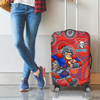 Newcastle Knights Luggage Cover Aboriginal Dot Pattern - Rugby Mascot Heritage Pride