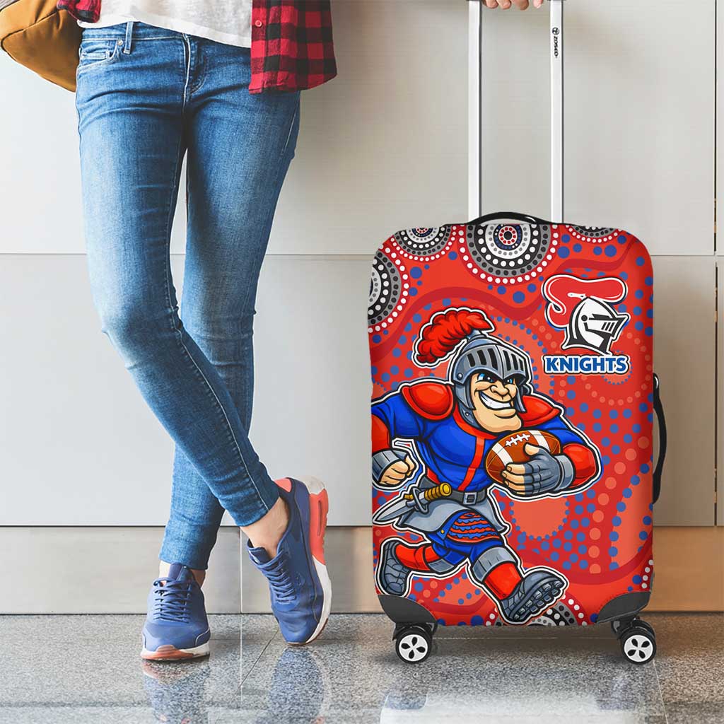 Newcastle Knights Luggage Cover Aboriginal Dot Pattern - Rugby Mascot Heritage Pride