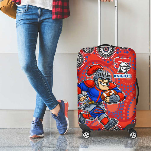 Newcastle Knights Luggage Cover Aboriginal Dot Pattern - Rugby Mascot Heritage Pride