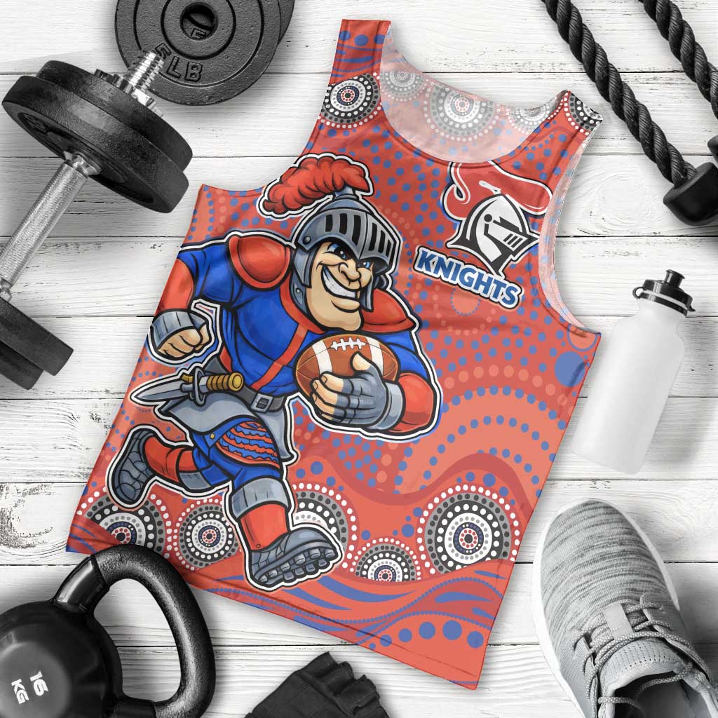Newcastle Knights Men Tank Top Aboriginal Dot Pattern - Rugby Mascot Heritage Pride