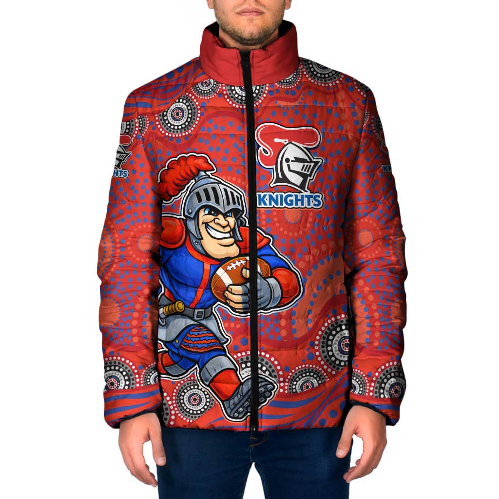Newcastle Knights Padded Jacket Aboriginal Dot Pattern - Rugby Mascot Heritage Pride