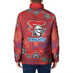 Newcastle Knights Padded Jacket Aboriginal Dot Pattern - Rugby Mascot Heritage Pride