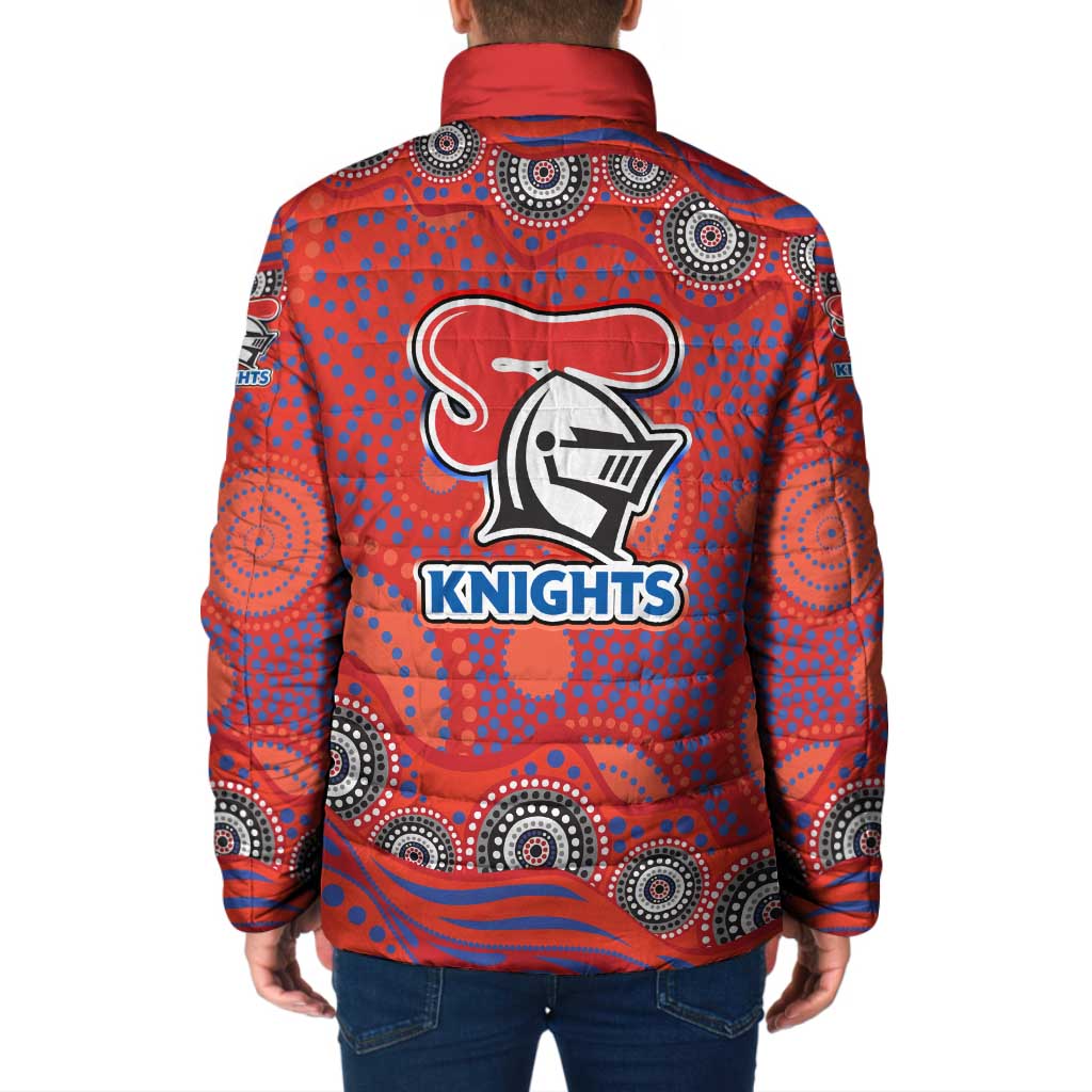 Newcastle Knights Padded Jacket Aboriginal Dot Pattern - Rugby Mascot Heritage Pride