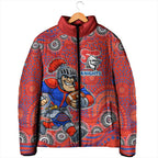 Newcastle Knights Padded Jacket Aboriginal Dot Pattern - Rugby Mascot Heritage Pride