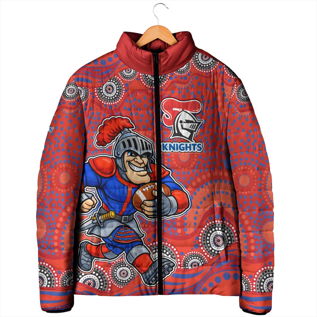 Newcastle Knights Padded Jacket Aboriginal Dot Pattern - Rugby Mascot Heritage Pride