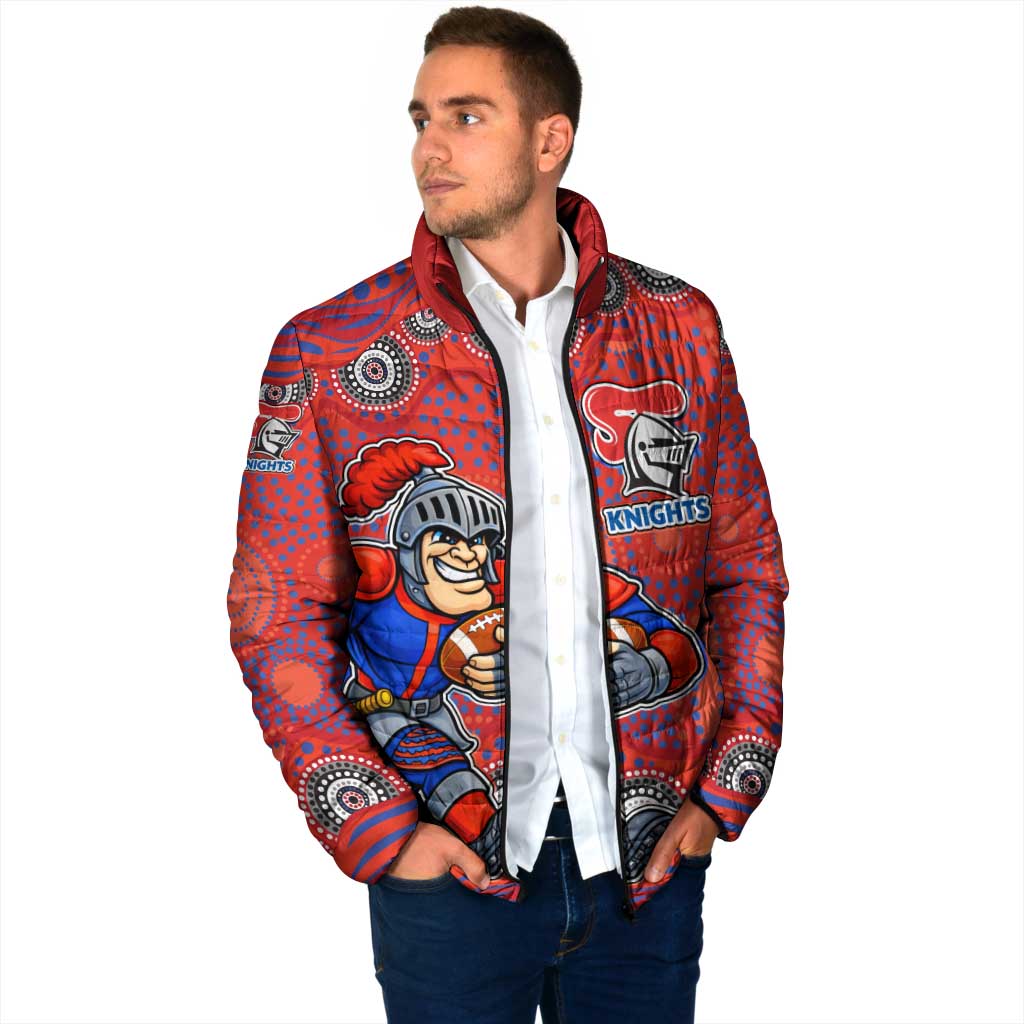 Newcastle Knights Padded Jacket Aboriginal Dot Pattern - Rugby Mascot Heritage Pride