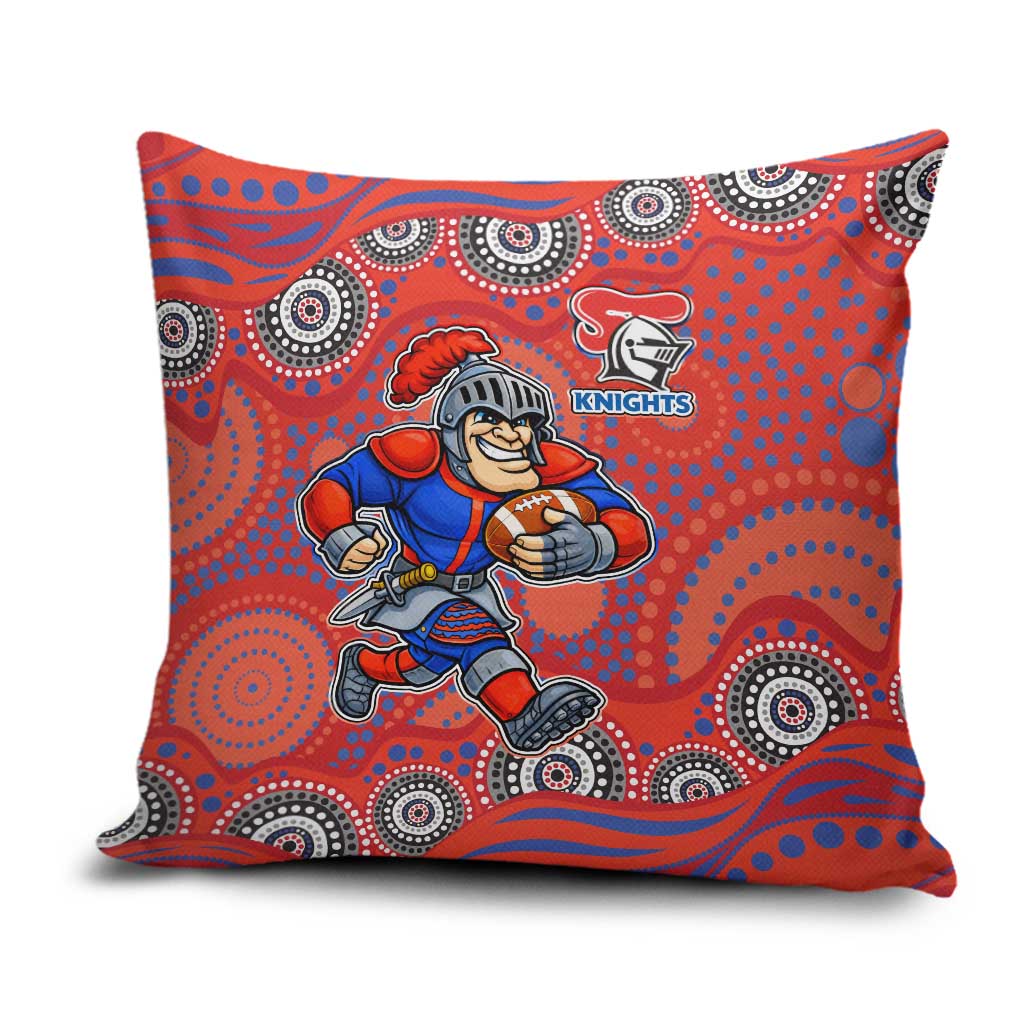 Newcastle Knights Pillow Cover Aboriginal Dot Pattern - Rugby Mascot Heritage Pride