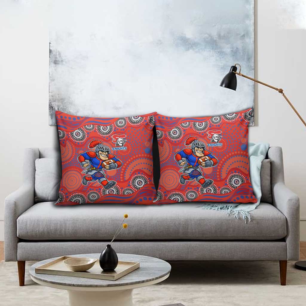 Newcastle Knights Pillow Cover Aboriginal Dot Pattern - Rugby Mascot Heritage Pride