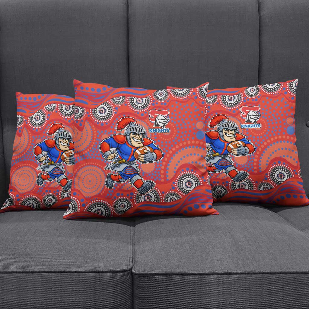 Newcastle Knights Pillow Cover Aboriginal Dot Pattern - Rugby Mascot Heritage Pride