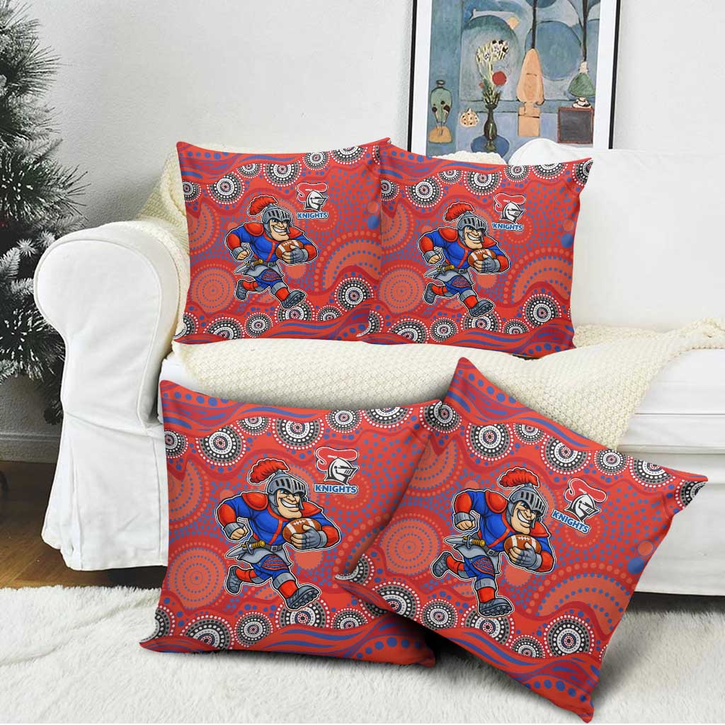 Newcastle Knights Pillow Cover Aboriginal Dot Pattern - Rugby Mascot Heritage Pride