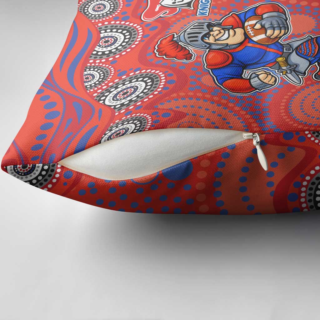 Newcastle Knights Pillow Cover Aboriginal Dot Pattern - Rugby Mascot Heritage Pride