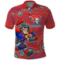 Newcastle Knights Polo Shirt Aboriginal Dot Pattern - Rugby Mascot Heritage Pride