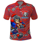 Newcastle Knights Polo Shirt Aboriginal Dot Pattern - Rugby Mascot Heritage Pride