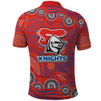 Newcastle Knights Polo Shirt Aboriginal Dot Pattern - Rugby Mascot Heritage Pride
