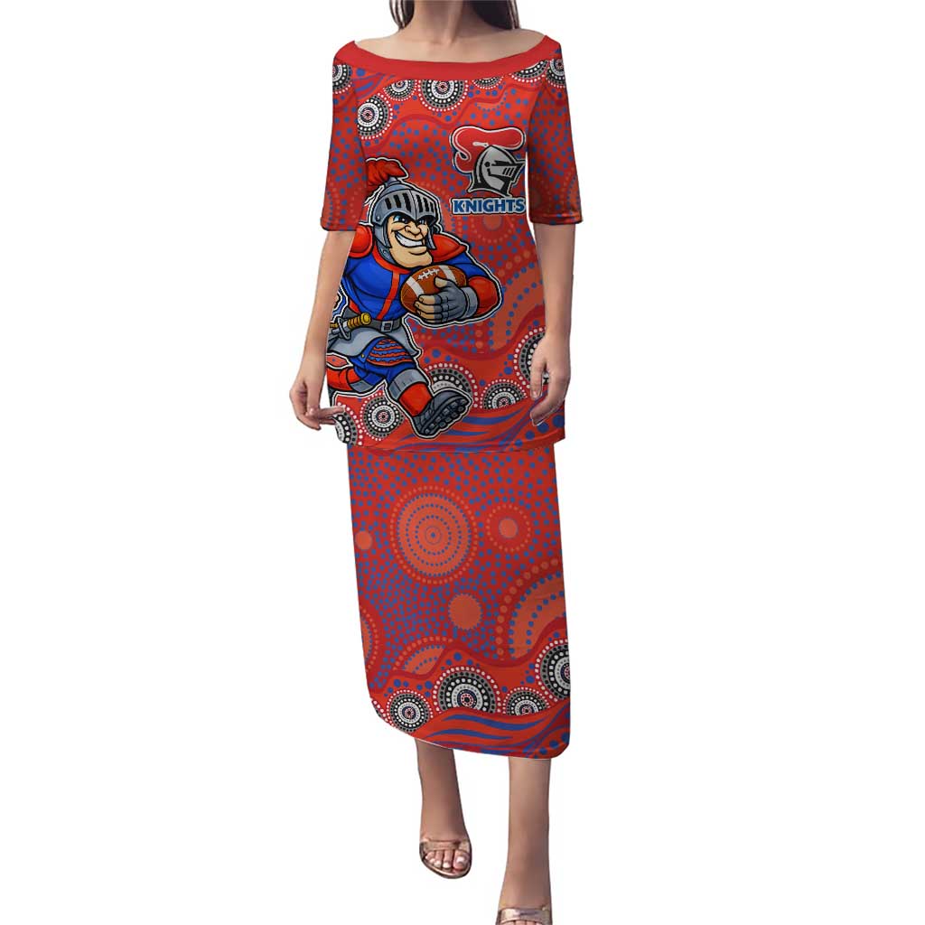 Newcastle Knights Puletasi Aboriginal Dot Pattern - Rugby Mascot Heritage Pride