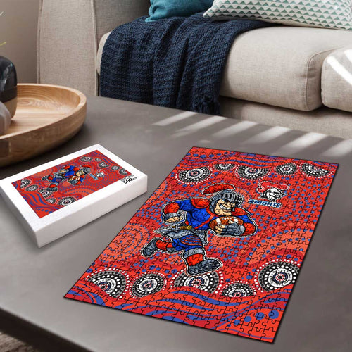 Newcastle Knights Puzzle Aboriginal Dot Pattern - Rugby Mascot Heritage Pride