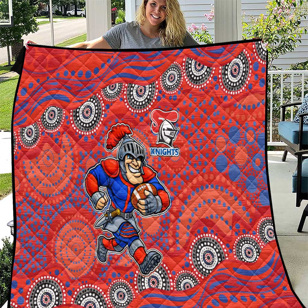 Newcastle Knights Quilt Aboriginal Dot Pattern - Rugby Mascot Heritage Pride