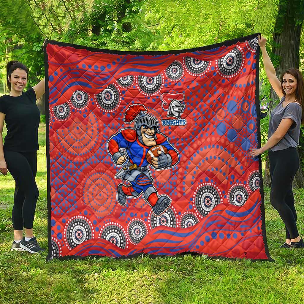 Newcastle Knights Quilt Aboriginal Dot Pattern - Rugby Mascot Heritage Pride