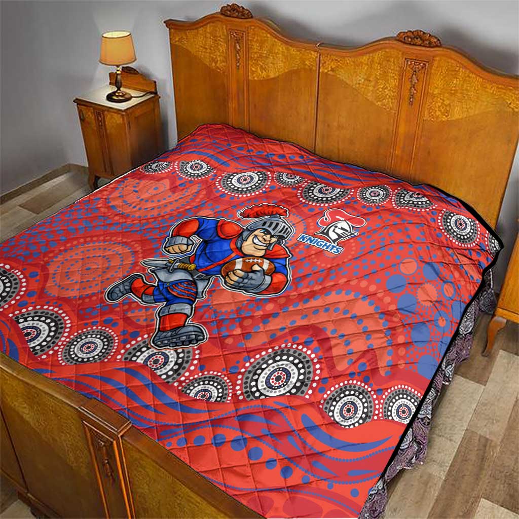 Newcastle Knights Quilt Aboriginal Dot Pattern - Rugby Mascot Heritage Pride