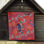Newcastle Knights Quilt Aboriginal Dot Pattern - Rugby Mascot Heritage Pride