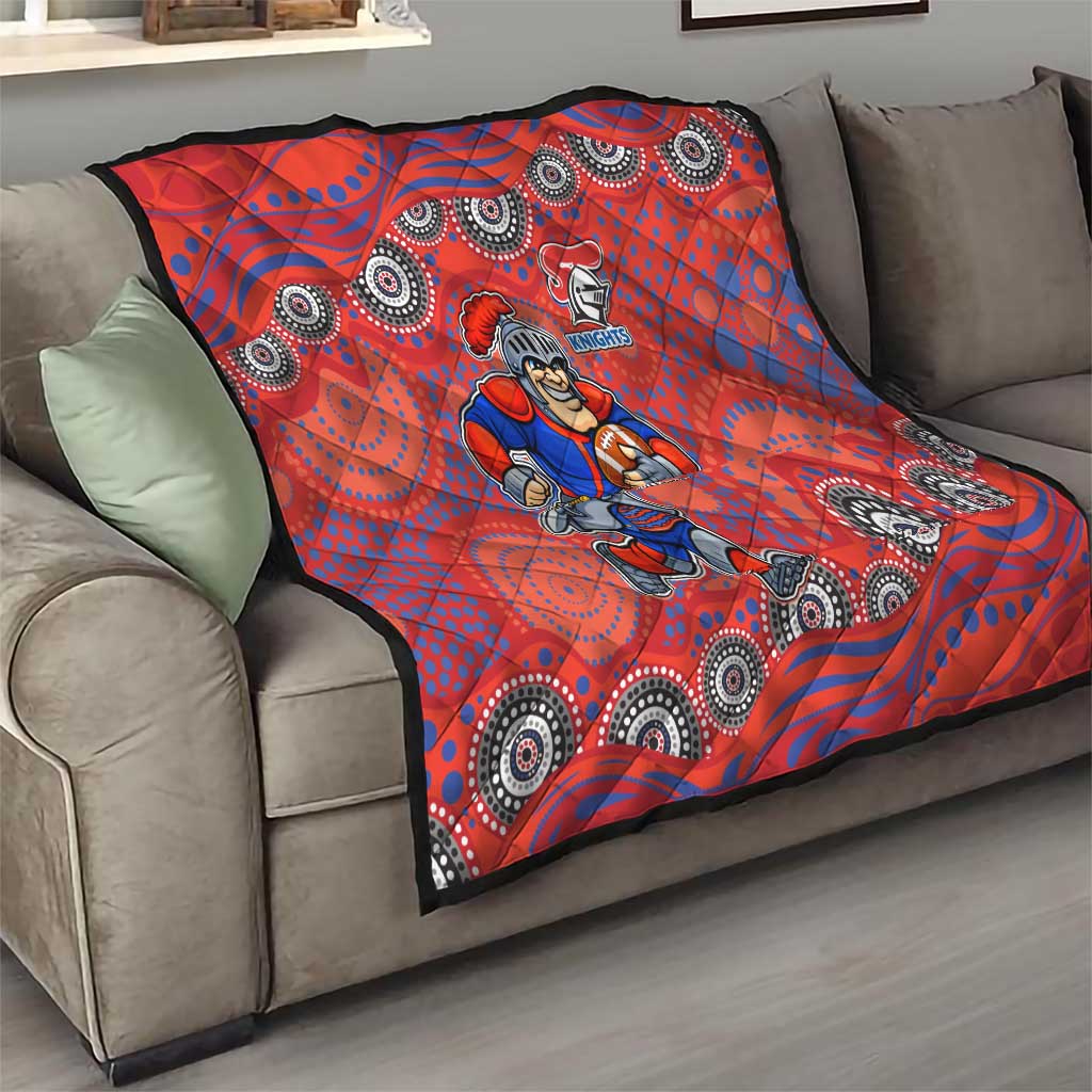 Newcastle Knights Quilt Aboriginal Dot Pattern - Rugby Mascot Heritage Pride