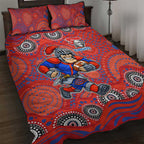Newcastle Knights Quilt Bed Set Aboriginal Dot Pattern - Rugby Mascot Heritage Pride