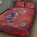 Newcastle Knights Quilt Bed Set Aboriginal Dot Pattern - Rugby Mascot Heritage Pride