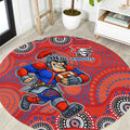 Newcastle Knights Round Carpet Aboriginal Dot Pattern - Rugby Mascot Heritage Pride