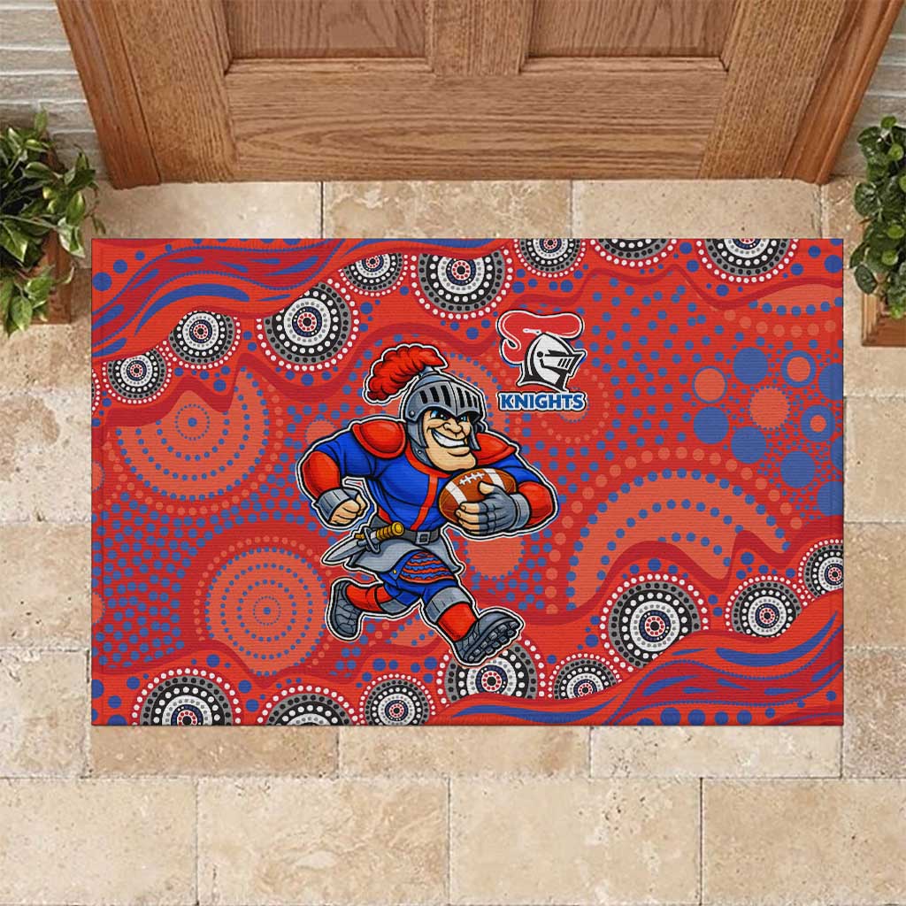 Newcastle Knights Rubber Doormat Aboriginal Dot Pattern - Rugby Mascot Heritage Pride