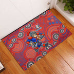 Newcastle Knights Rubber Doormat Aboriginal Dot Pattern - Rugby Mascot Heritage Pride