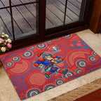 Newcastle Knights Rubber Doormat Aboriginal Dot Pattern - Rugby Mascot Heritage Pride