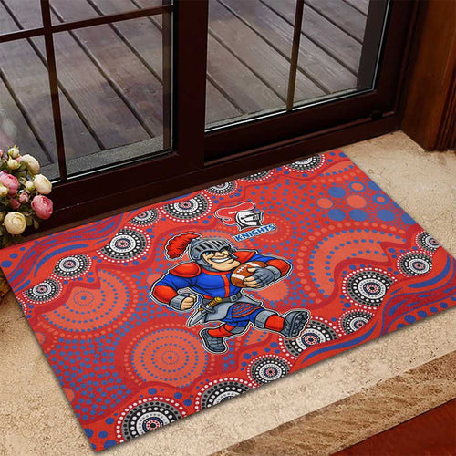 Newcastle Knights Rubber Doormat Aboriginal Dot Pattern - Rugby Mascot Heritage Pride