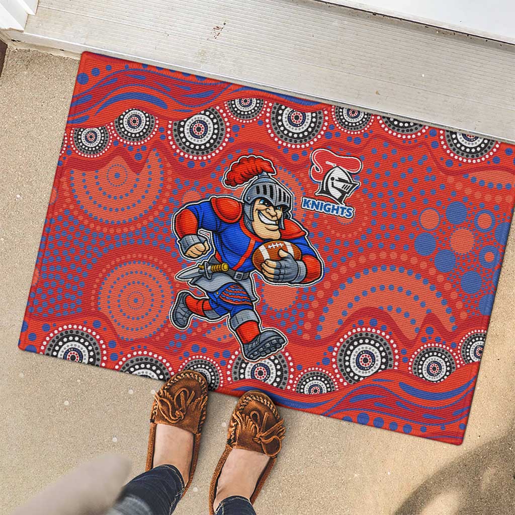 Newcastle Knights Rubber Doormat Aboriginal Dot Pattern - Rugby Mascot Heritage Pride