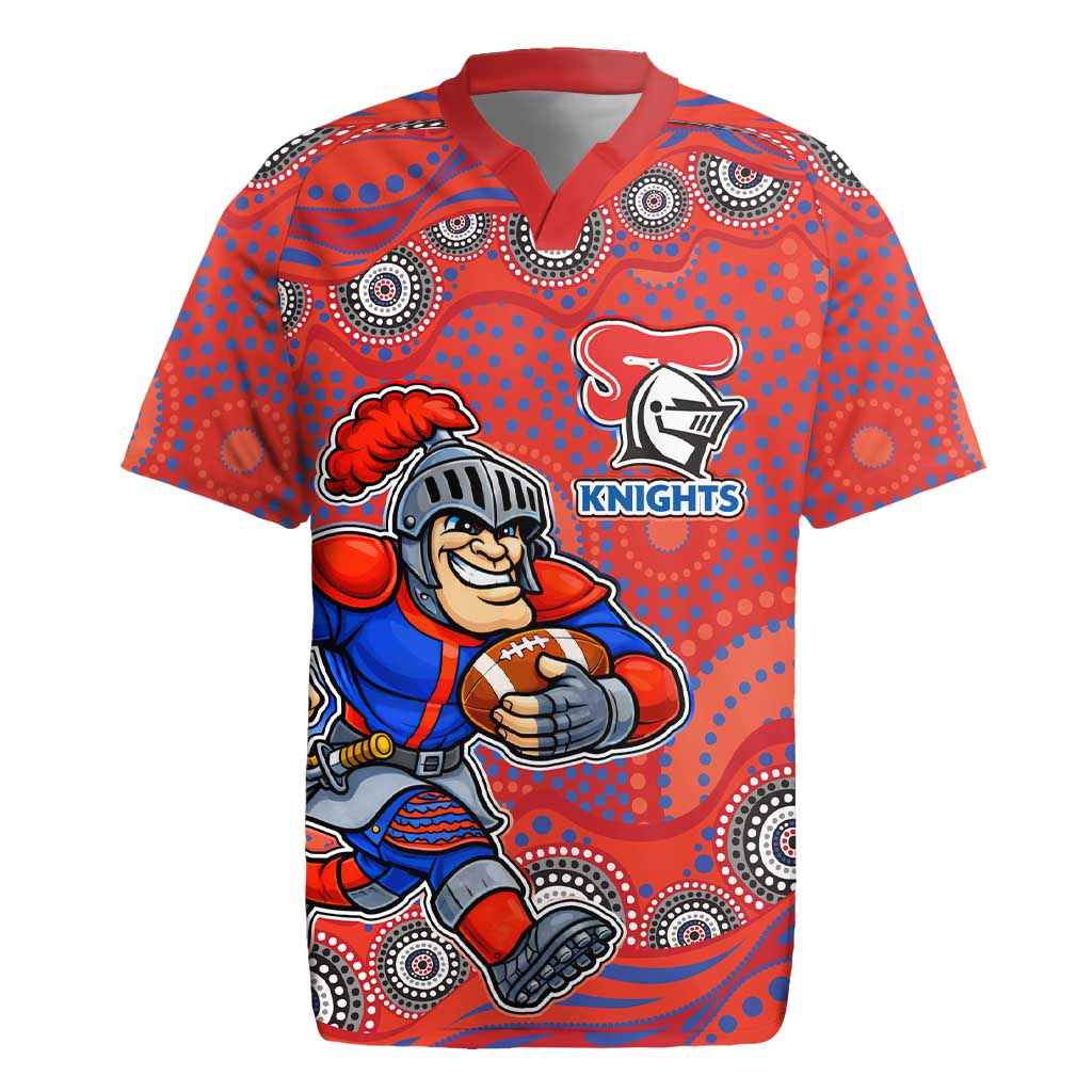 Newcastle Knights Rugby Jersey Aboriginal Dot Pattern - Rugby Mascot Heritage Pride