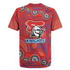 Newcastle Knights Rugby Jersey Aboriginal Dot Pattern - Rugby Mascot Heritage Pride