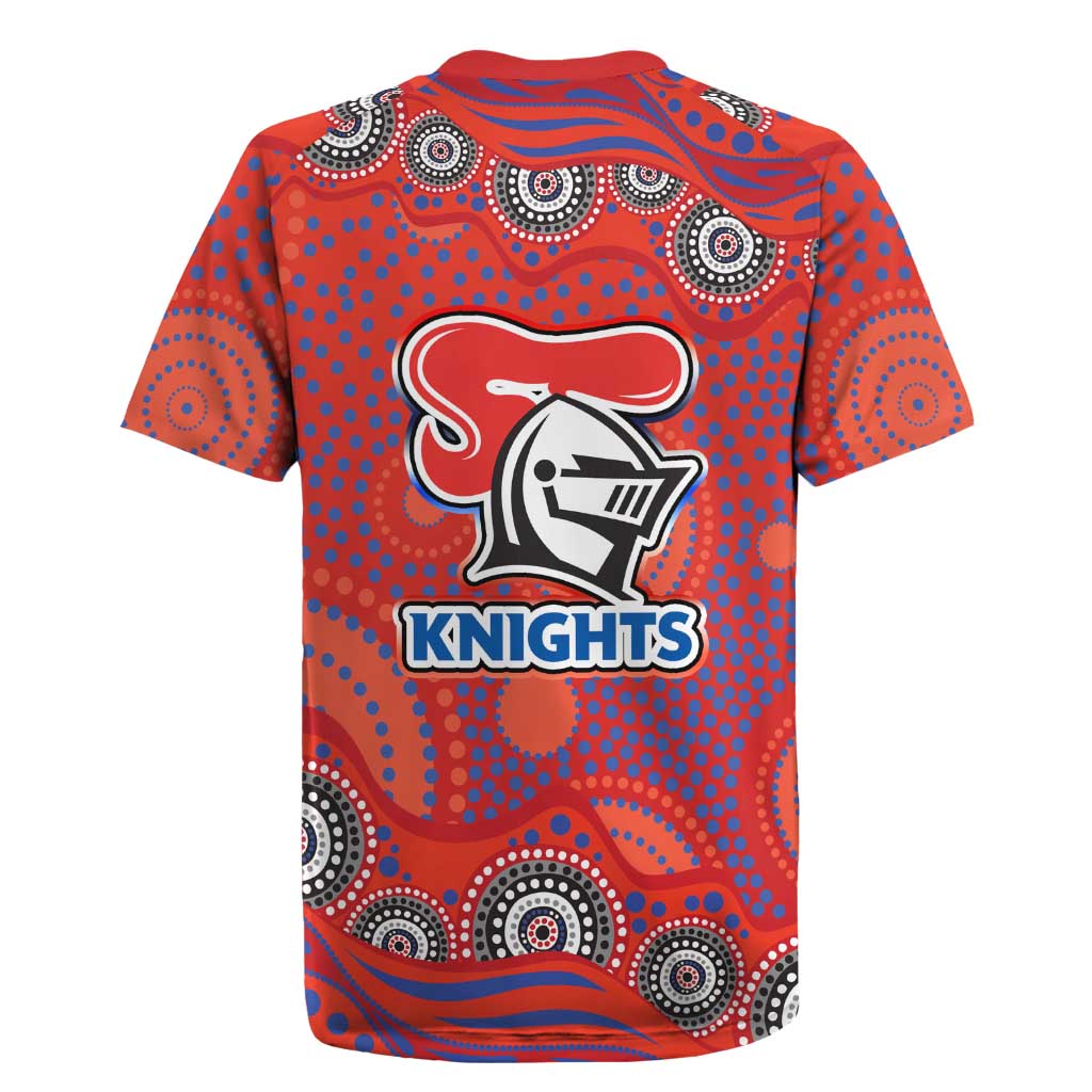 Newcastle Knights Rugby Jersey Aboriginal Dot Pattern - Rugby Mascot Heritage Pride