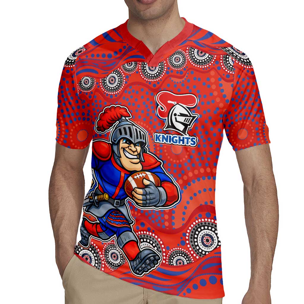 Newcastle Knights Rugby Jersey Aboriginal Dot Pattern - Rugby Mascot Heritage Pride