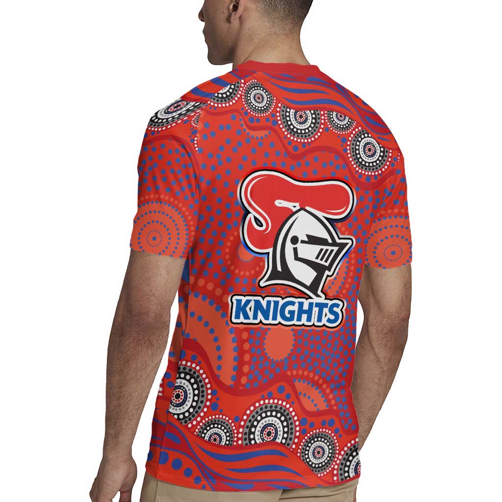 Newcastle Knights Rugby Jersey Aboriginal Dot Pattern - Rugby Mascot Heritage Pride