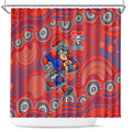 Newcastle Knights Shower Curtain Aboriginal Dot Pattern - Rugby Mascot Heritage Pride
