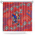 Newcastle Knights Shower Curtain Aboriginal Dot Pattern - Rugby Mascot Heritage Pride