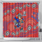 Newcastle Knights Shower Curtain Aboriginal Dot Pattern - Rugby Mascot Heritage Pride