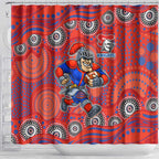 Newcastle Knights Shower Curtain Aboriginal Dot Pattern - Rugby Mascot Heritage Pride